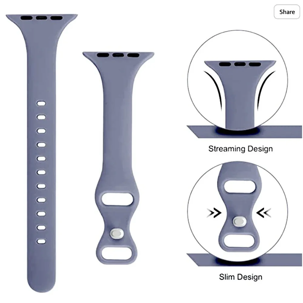 Apple Watch SLIM Silicone Band - MEDIUM BLUE - 38mm/40mm/41mm